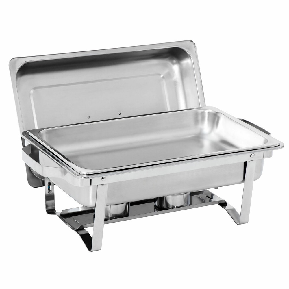 6 Pack 8QT Rectangular Chafing Dish Buffet Set Stainless Steel Full Size Chafer