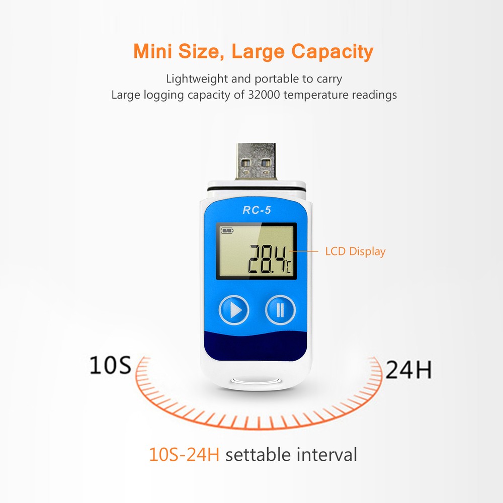 -5 Data Logger High Accuracy USB Data Recorder 32000 R9J1