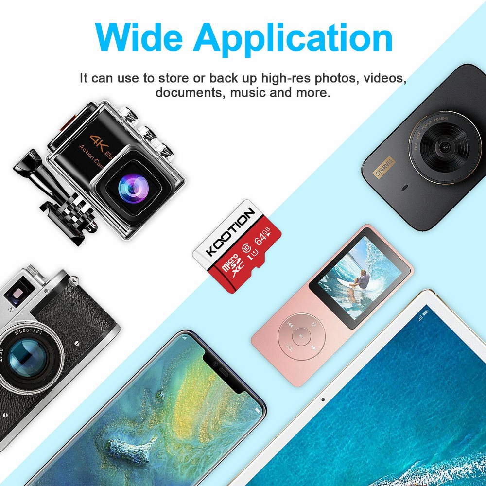 64GB Micro SD Card Micro SDXC Memory Card with Adapter Class 10 TF Flash Card