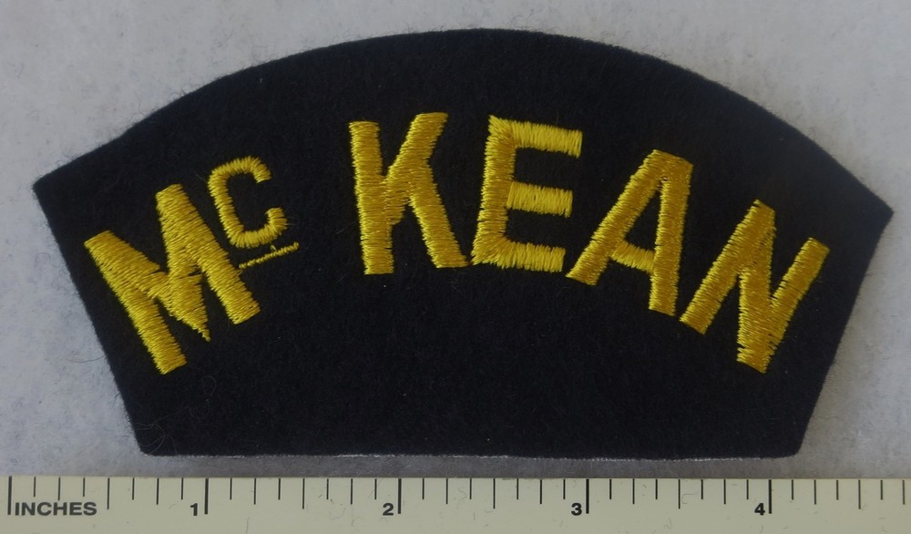 McKEAN - USS McKEAN DD-784 US NAVY DESTROYER SHIP HAT / CAP PATCH 1945-1981