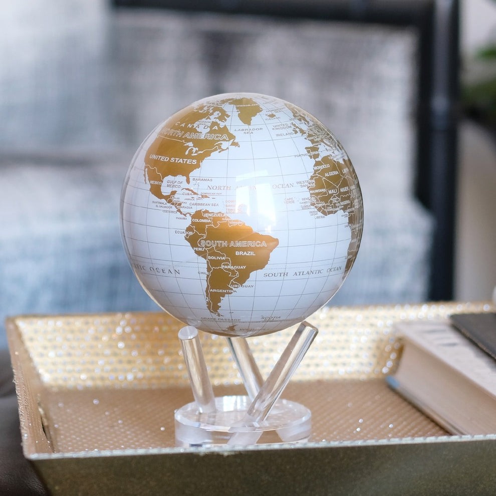 White and Gold Mova Globe 4.5"
