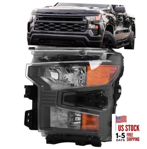 Halogen Headlight Compatible with Chevy Silverado 1500 2022 Left Driver Side