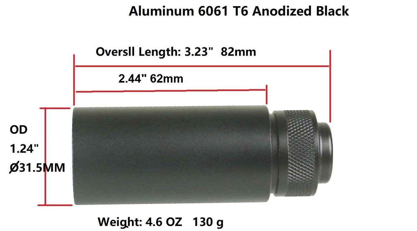 Low Concussion Muzzle Brake 3.2 inch 1/2x28 TPI Thread 223/556 Black Compensator
