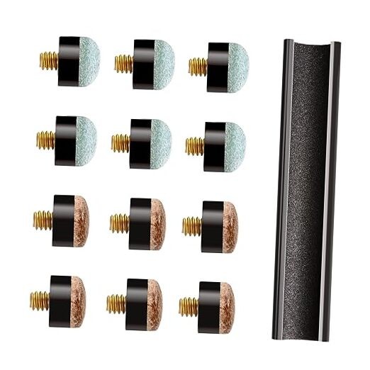 12 PCS Pool Stick Tips Replacement 6xHard & 6xSoft 12mm
