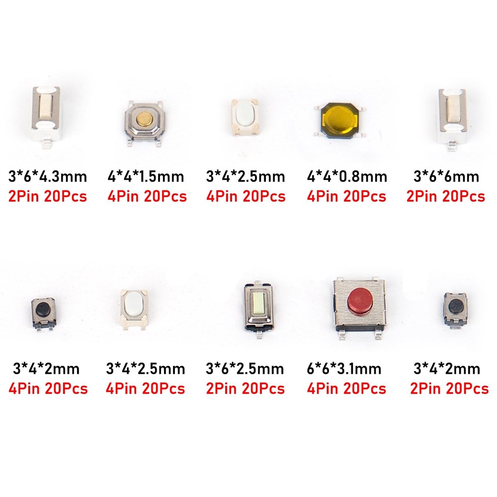 GUEEYUAW 200 Pcs Micro Switch, Tactile Mini Momentary Push Button 200