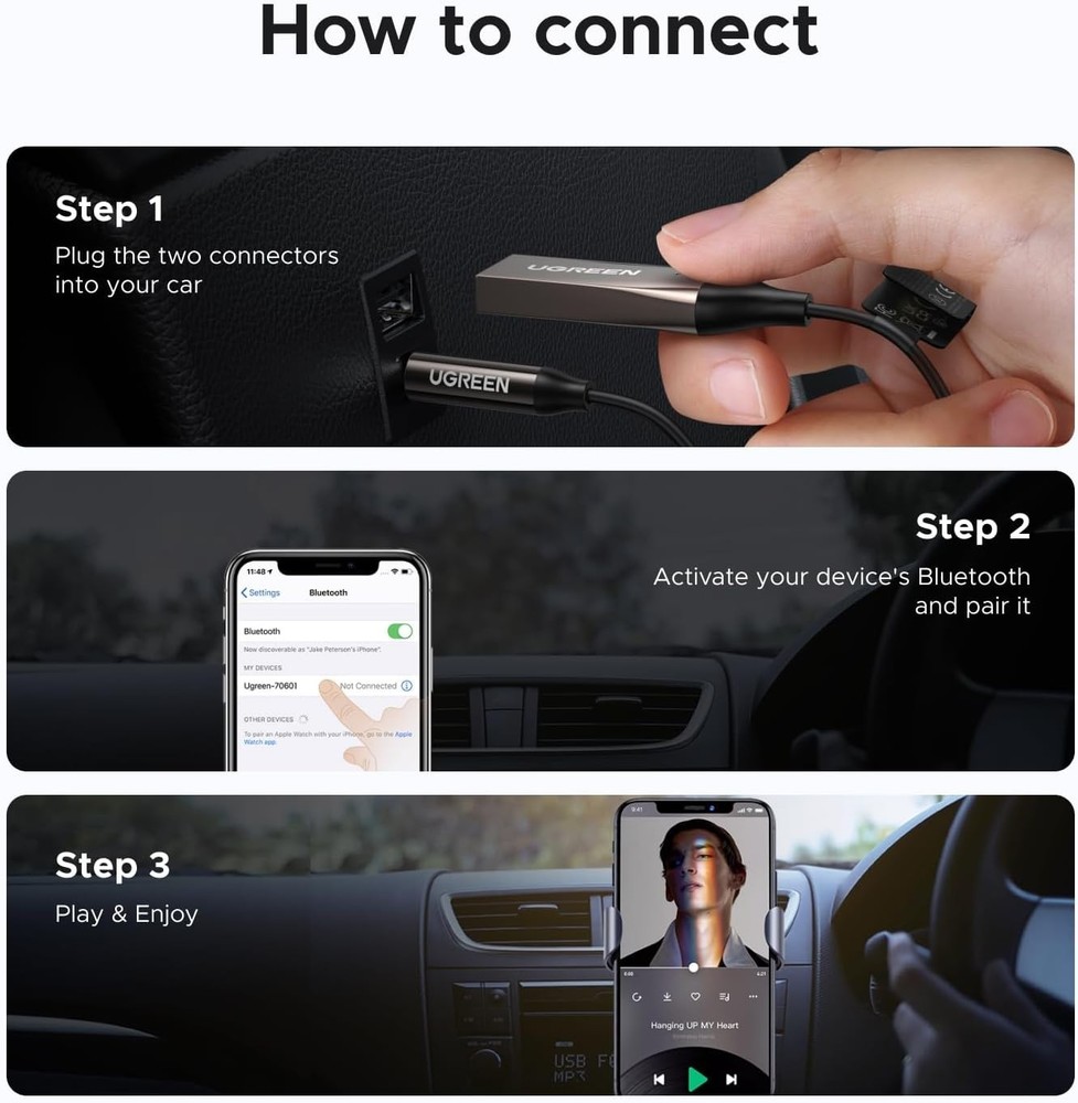 Compact Bluetooth 6.0 Car Adapter: Convert Aux to Bluetooth with LDAC Support