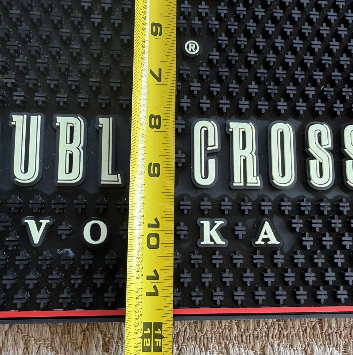 Double Cross Vodka Bar Spill Mat Black White 18”x12” Mixed Drink Man Cave Party