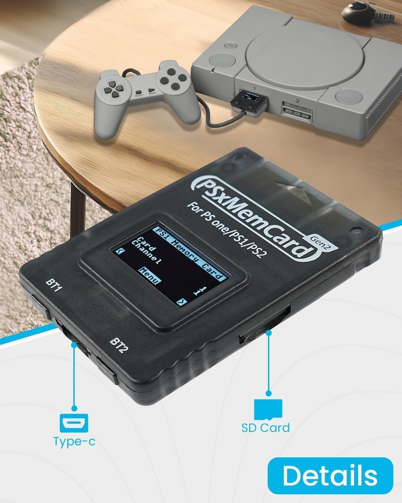 PSxMemCard 8GB MicroSD for PS2/PS1/PS One Console-==