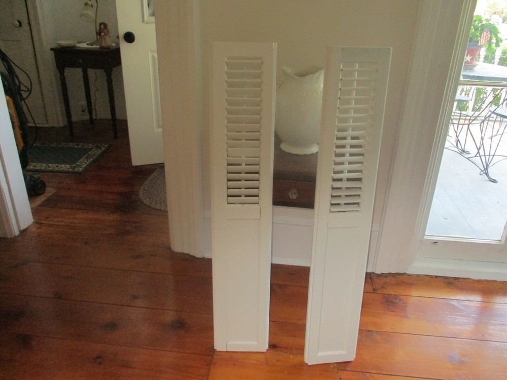 Antique interior shutters/half louver and solid. Hand painted "White Dove"