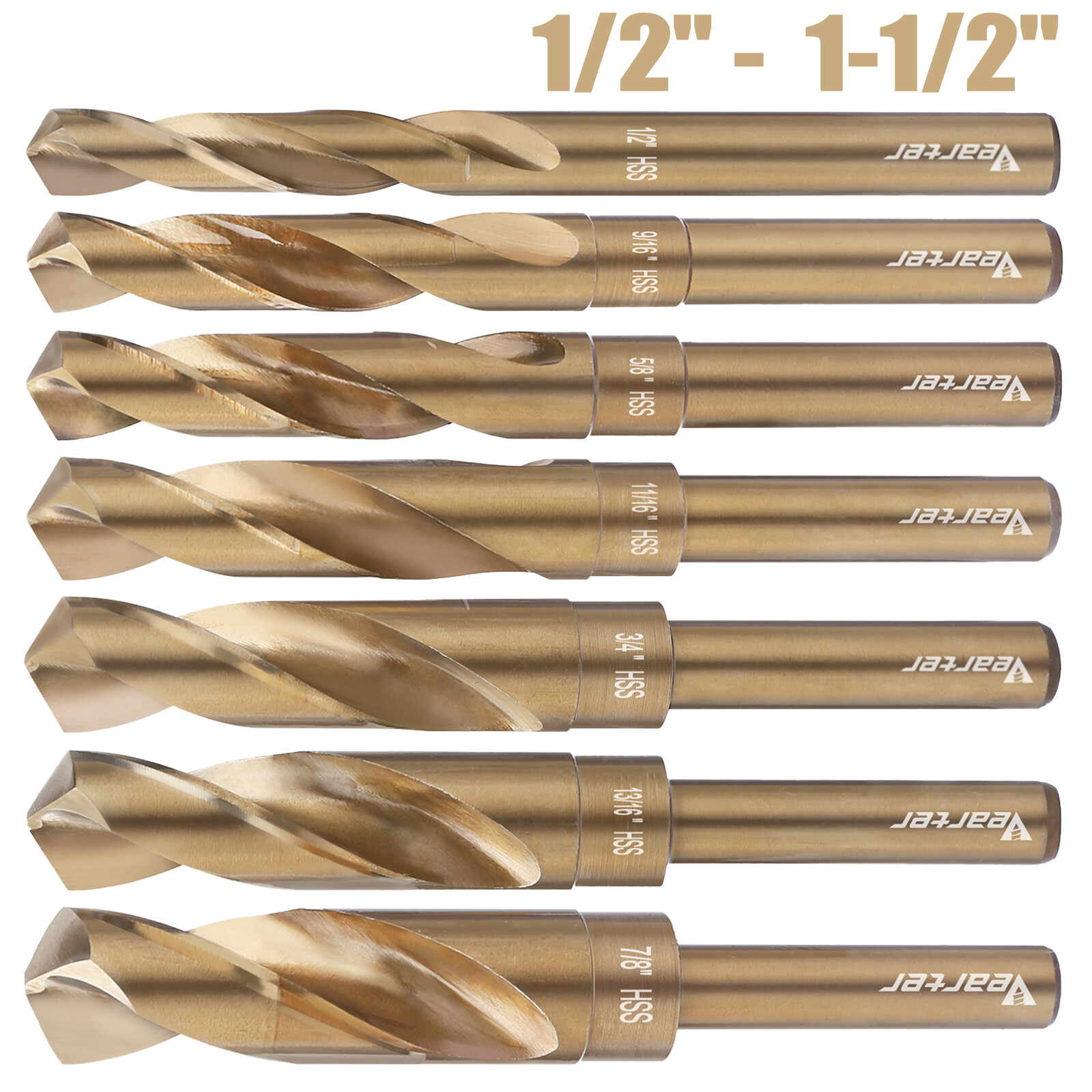 Vearter 1/2"~1-1/2" Twist Drill Bit HSS Jobber Drill Bit for Steel Wood