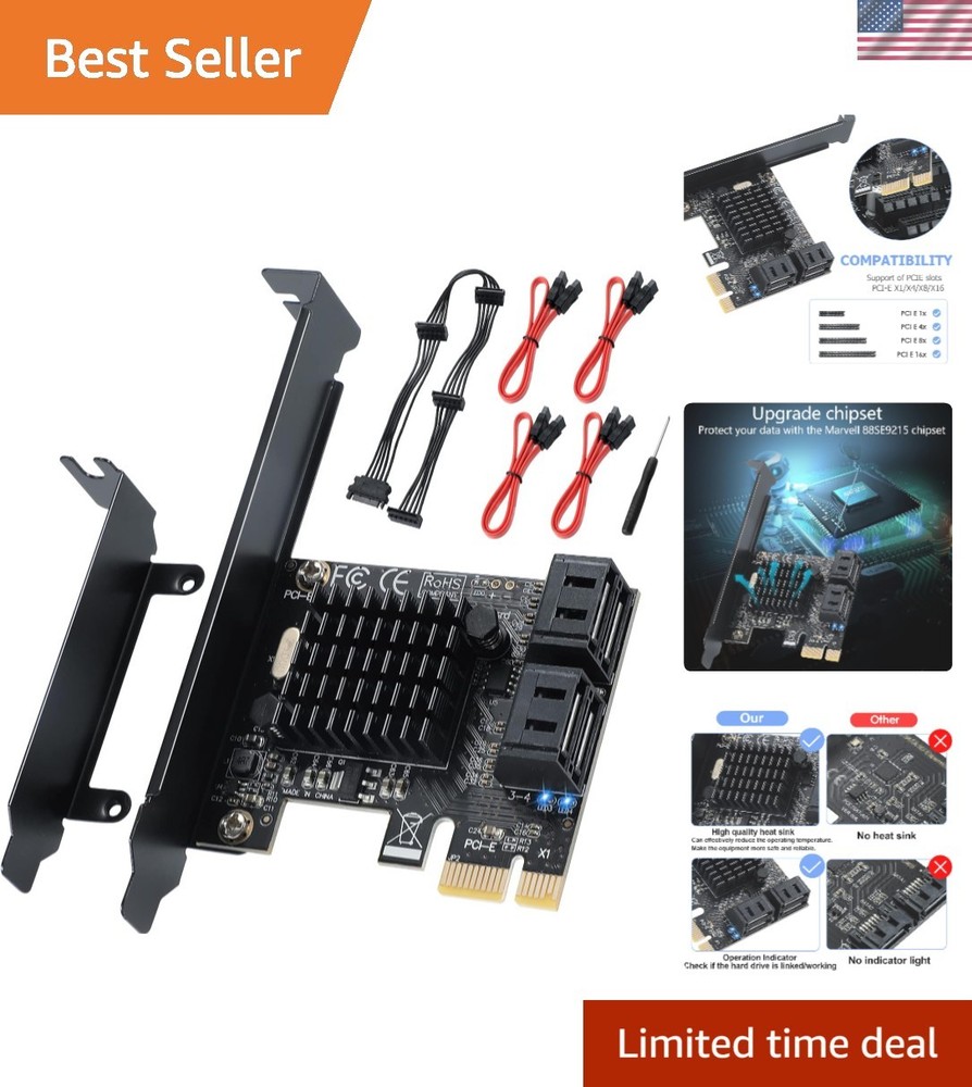 Versatile PCI-Express 4-Port SATA Controller for SSD/HDD - Ideal for Power Users