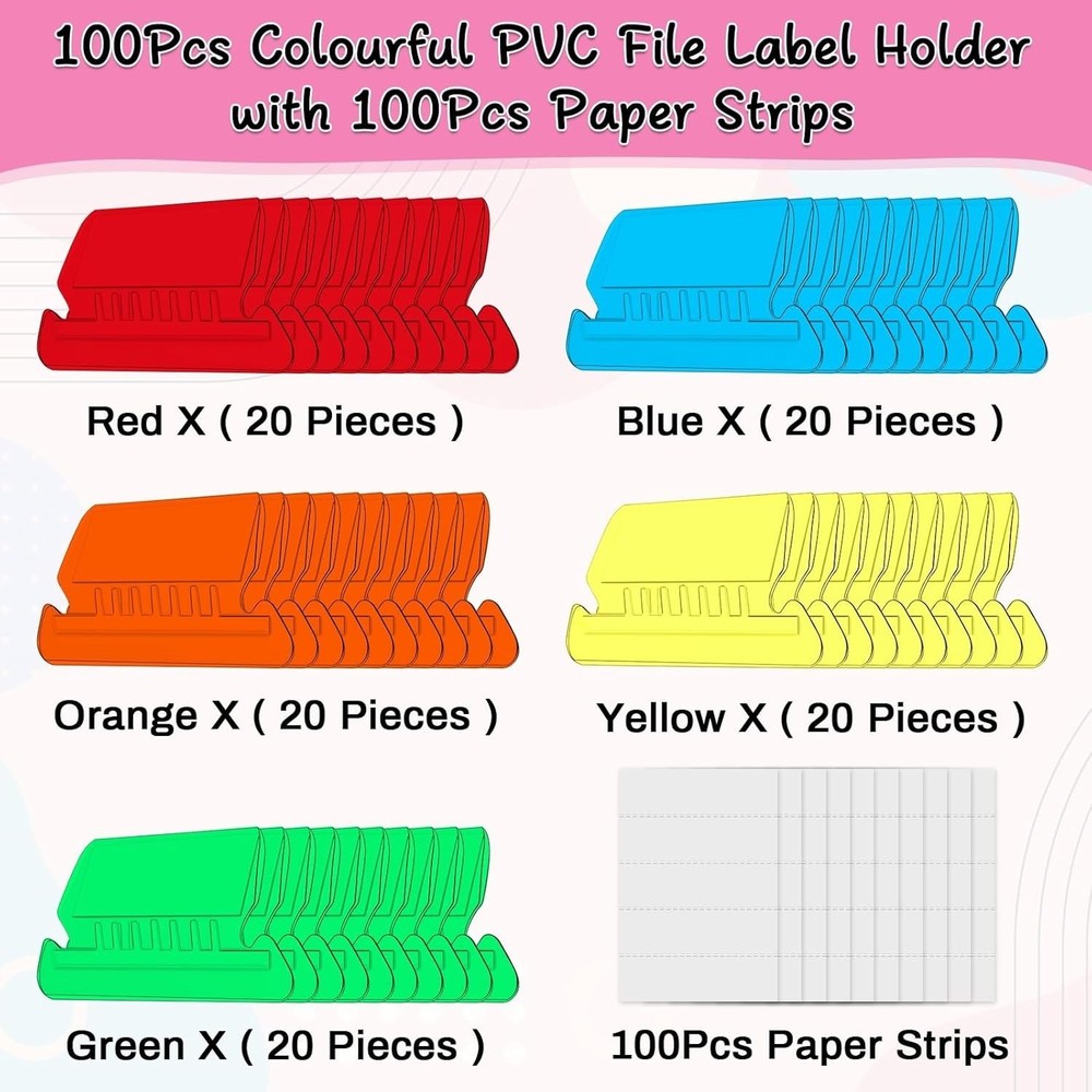 100-Pack Customizable 2-Inch Hanging File Folder Labels - Streamline Your Files