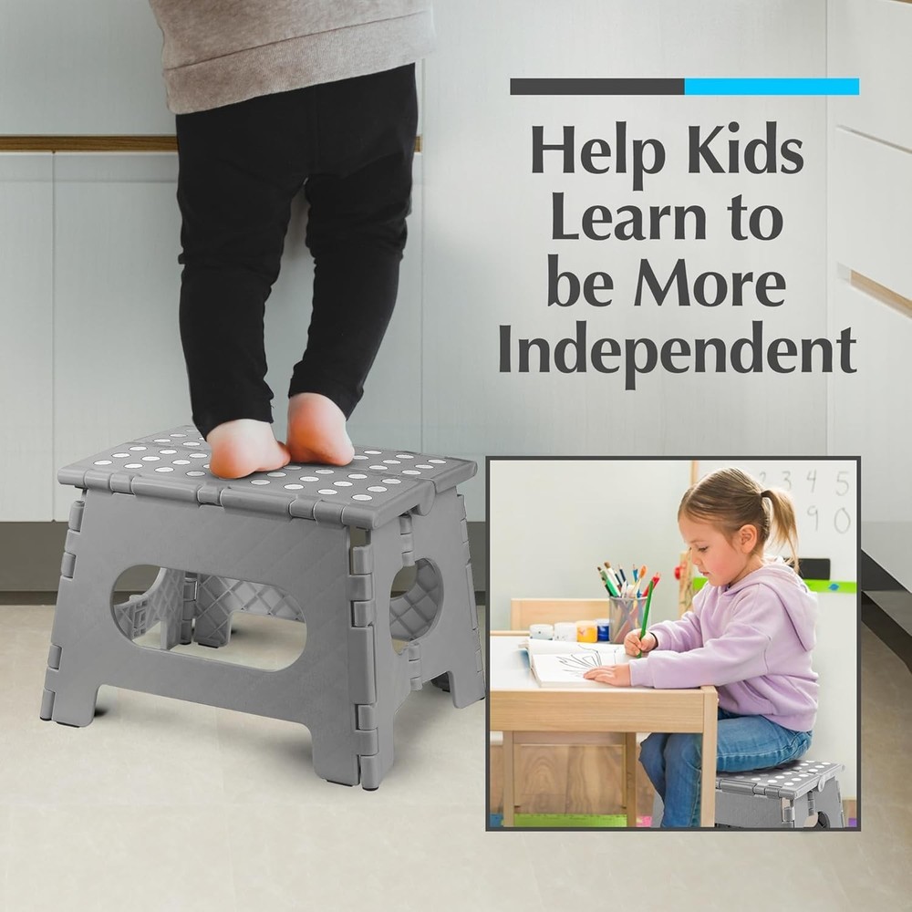 Compact Folding Step Stool - Supports 300 lbs, Ideal for Kitchen and Bathroom