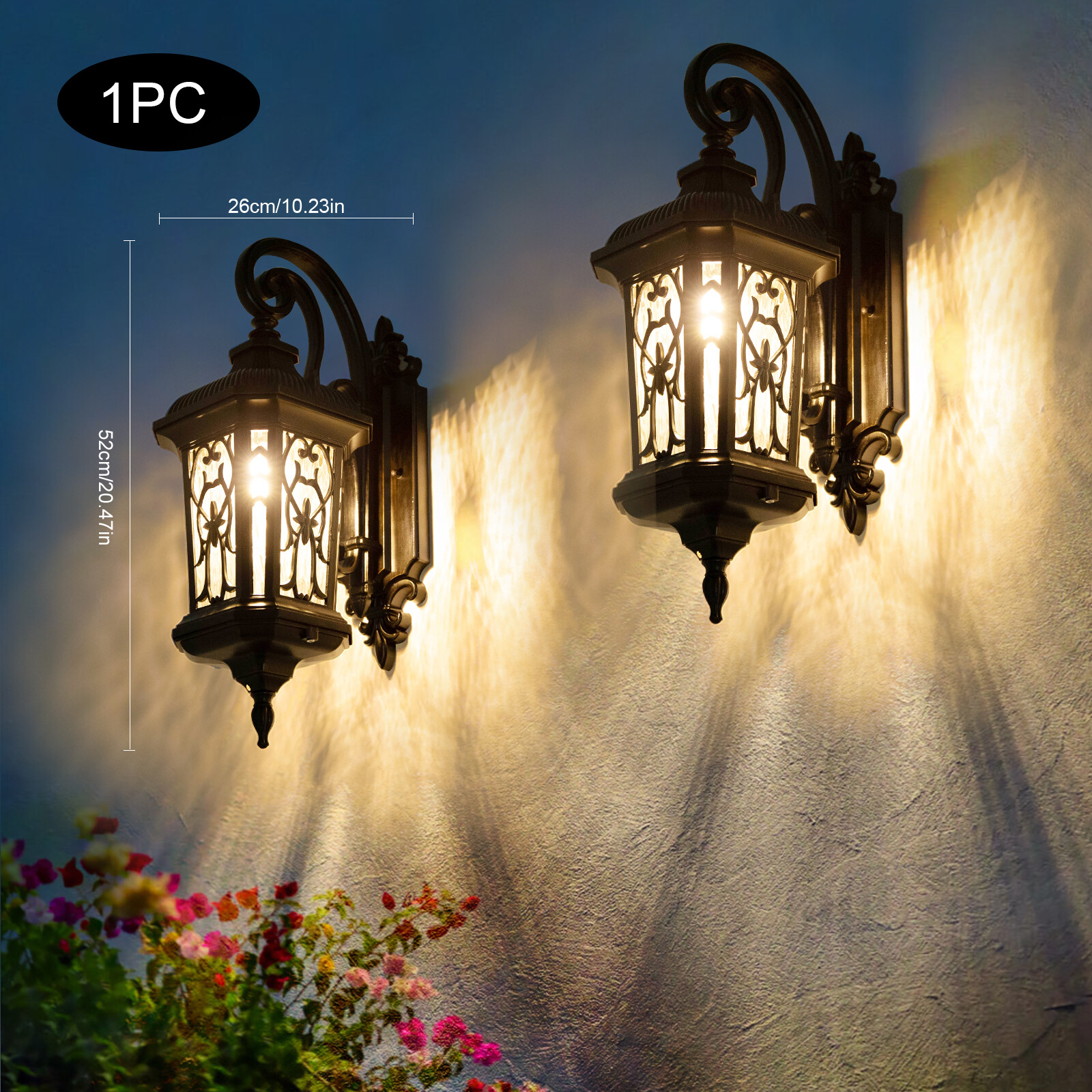 1* Dusk to Dawn Outdoor Wall Sconce Porch Light Exterior Wall Light Fixture