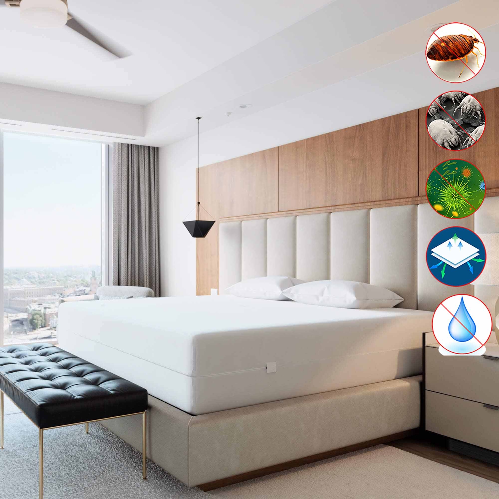 Hybrid Stretch Bed Bug and Allergy Proof Zippered Mattress Protector