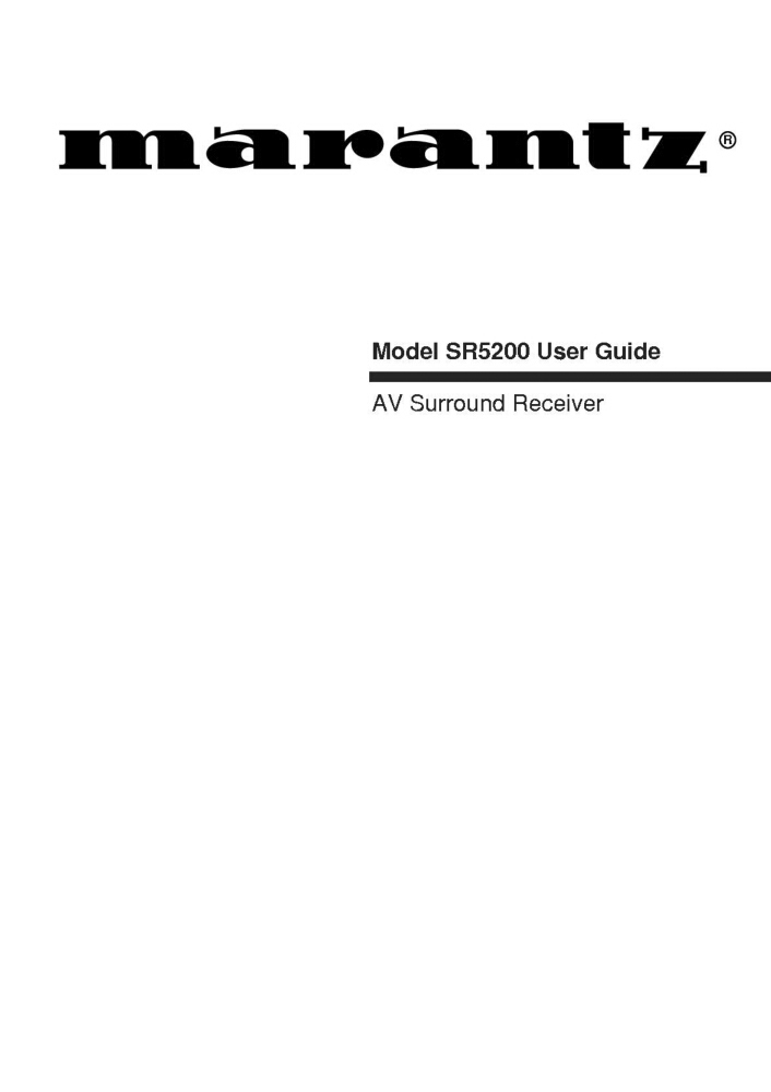 Marantz SR5200 Surround Receiver Owners Manual