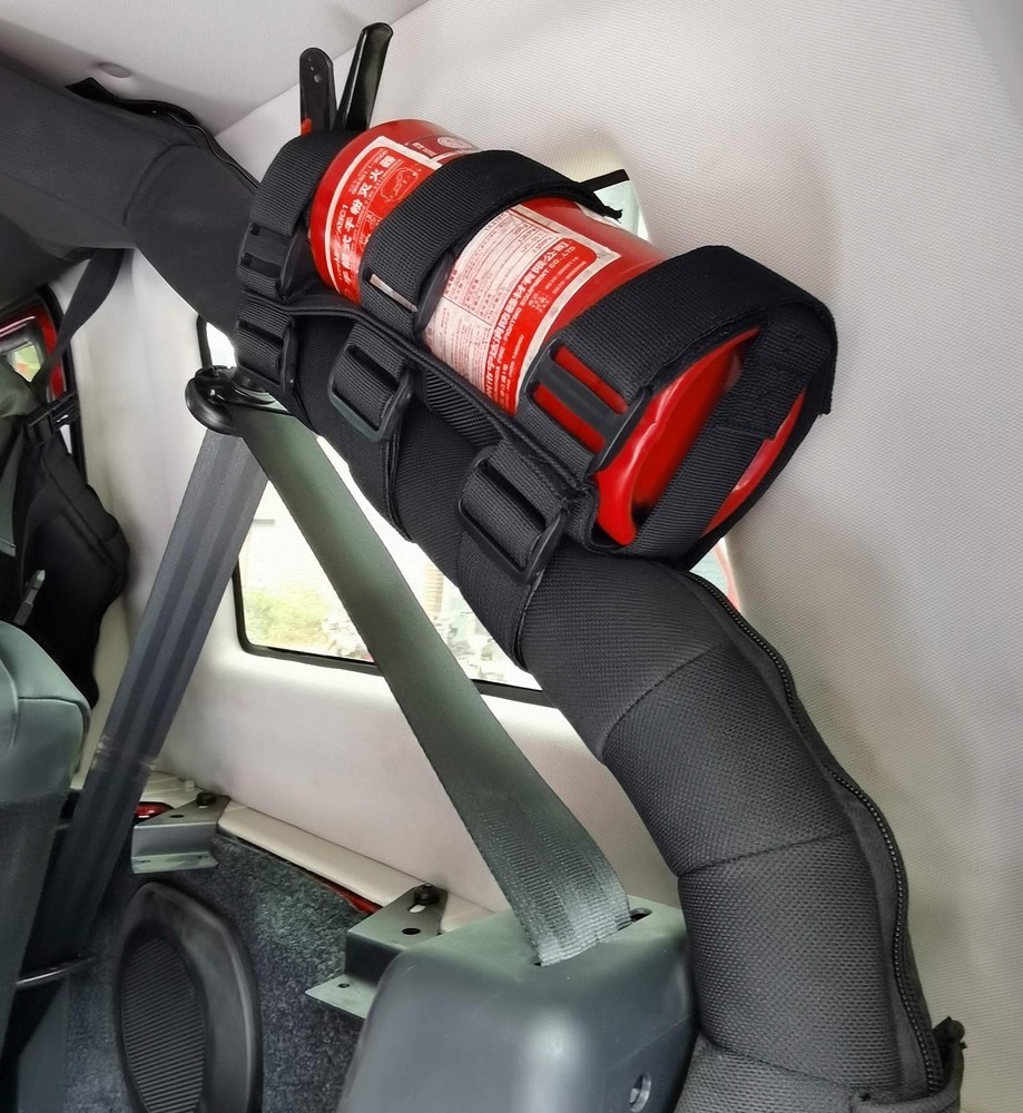 Universal Fire Extinguisher Straps Adjustable Roll Bar Mount 3 lb Fire Exting...