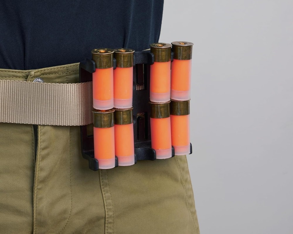 Lightweight Shotgun Shell Caddy with Integrated Shell Stops for Secure Storage