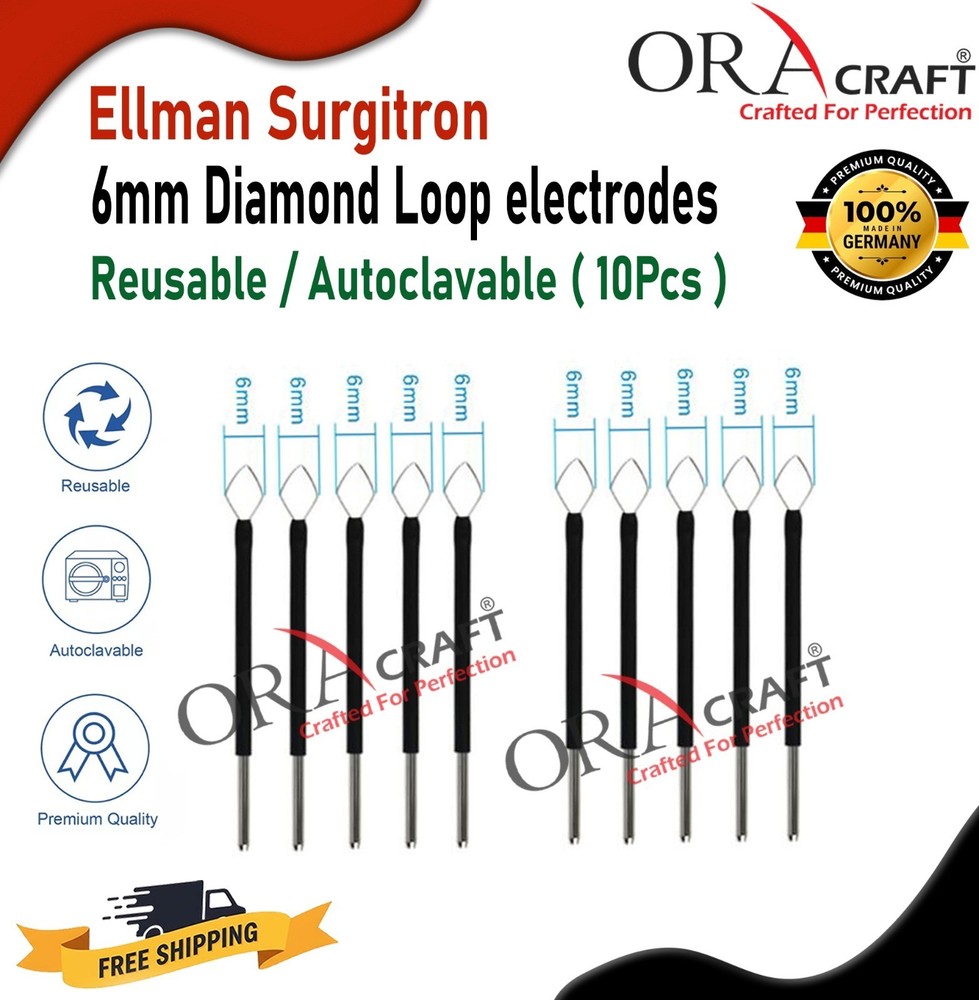 Ellman Surgitron 6mm Diamond Loop electrodes Reusable/Autoclavable (10Pcs)