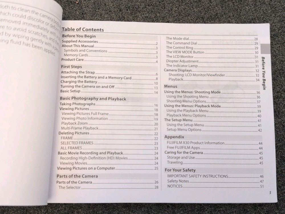 OEM Fujifilm X30 Basic Owner's Manual 56 Pg +Original Extras Mint Condition