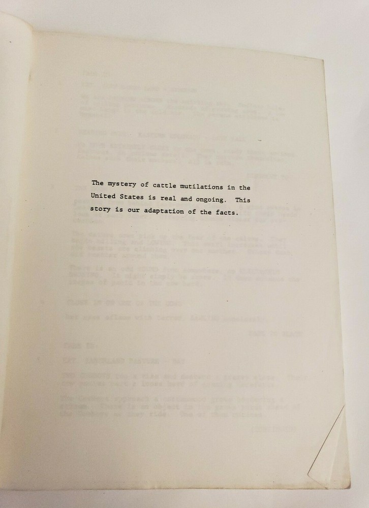 ENDANGERED SPECIES / Alan Rudolph 1981 Screenplay, cattle killings Robert Urich