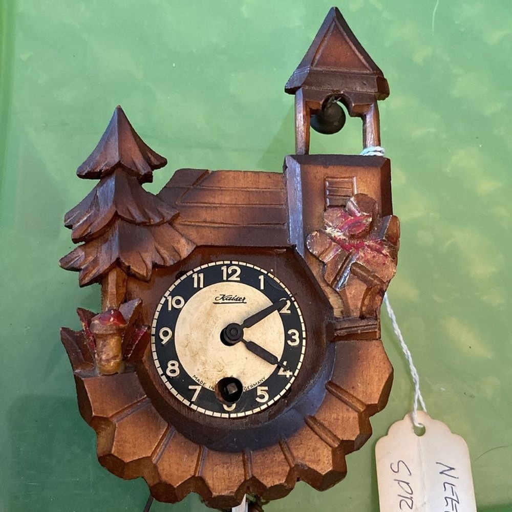 Charming Brown Wooden Wall Clock by Kaiser