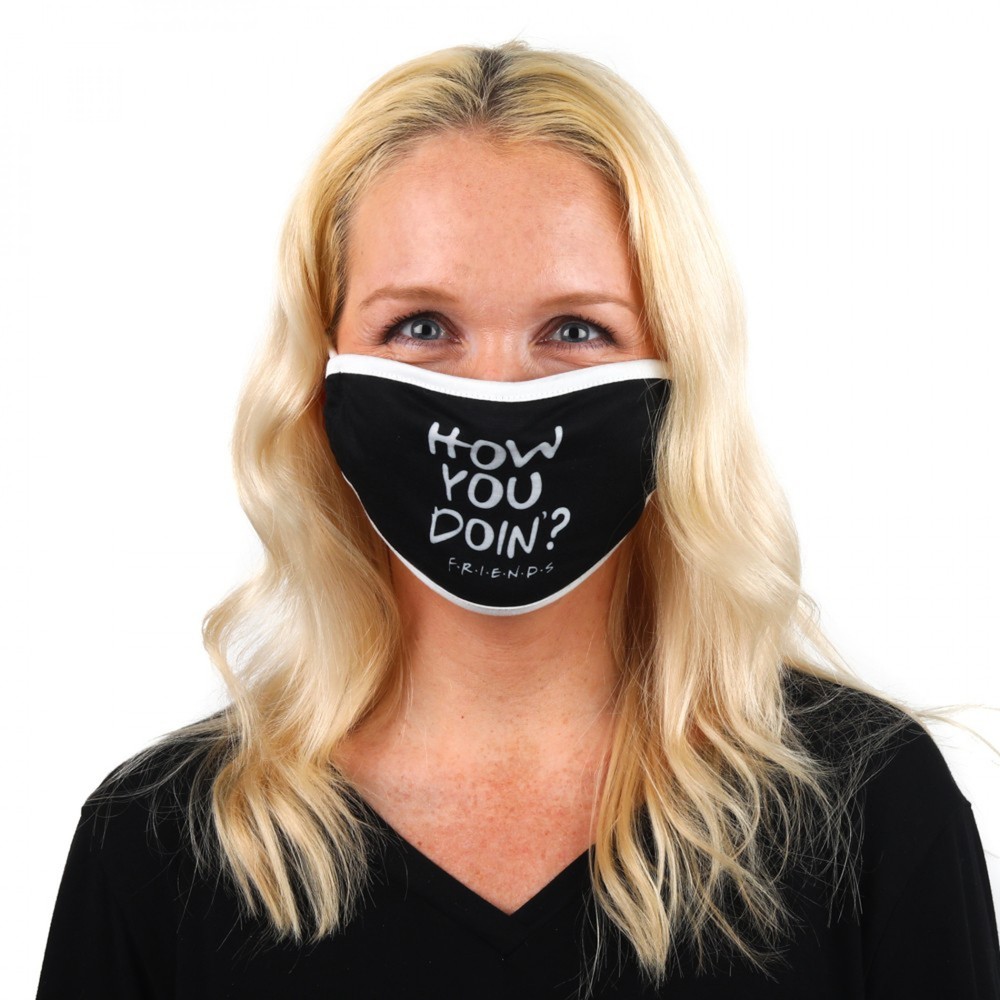 Friends How You Doin? Adjustable Face Cover Black