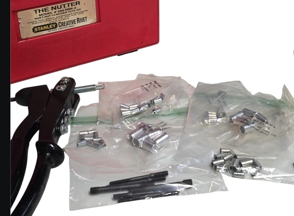 "The Nutter" Riveter Tool Model #200-RNK-2 Rivet-Nut Clincher Tote Kit w/extras