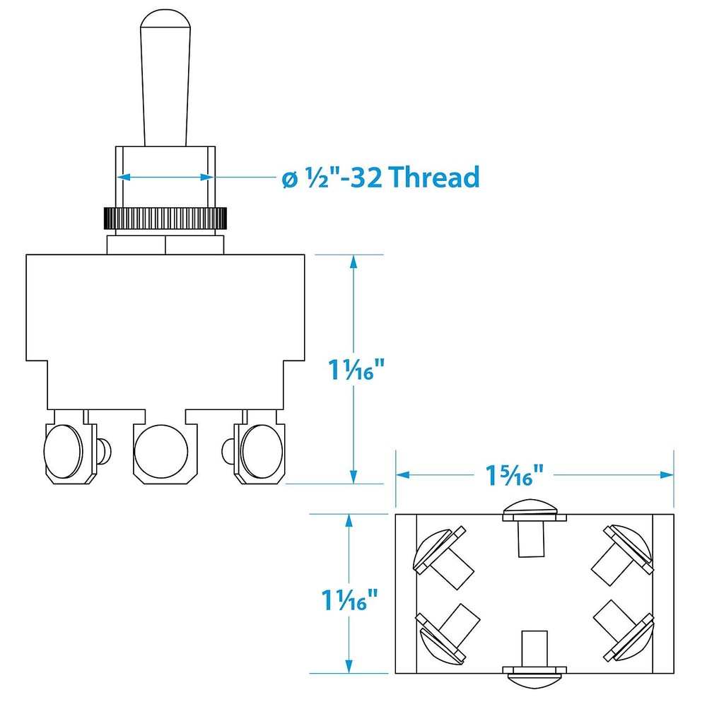 Seachoice 12141 3-Position Heavy Duty Toggle Switch, On/Off/On