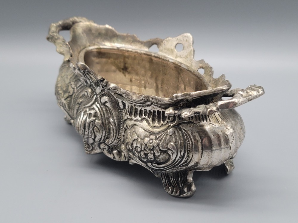 Vintage Silver Tone Planter Ornate Decorative 9" x 4"