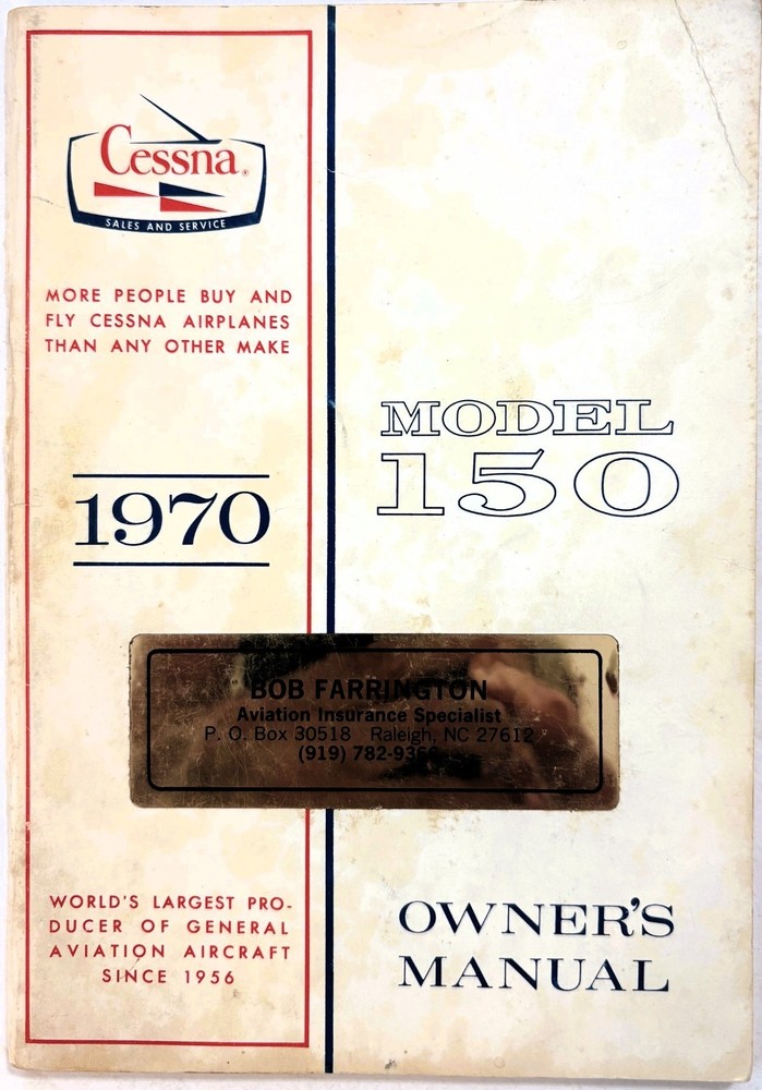Cessna 1970 Model 150 Owner's Manual