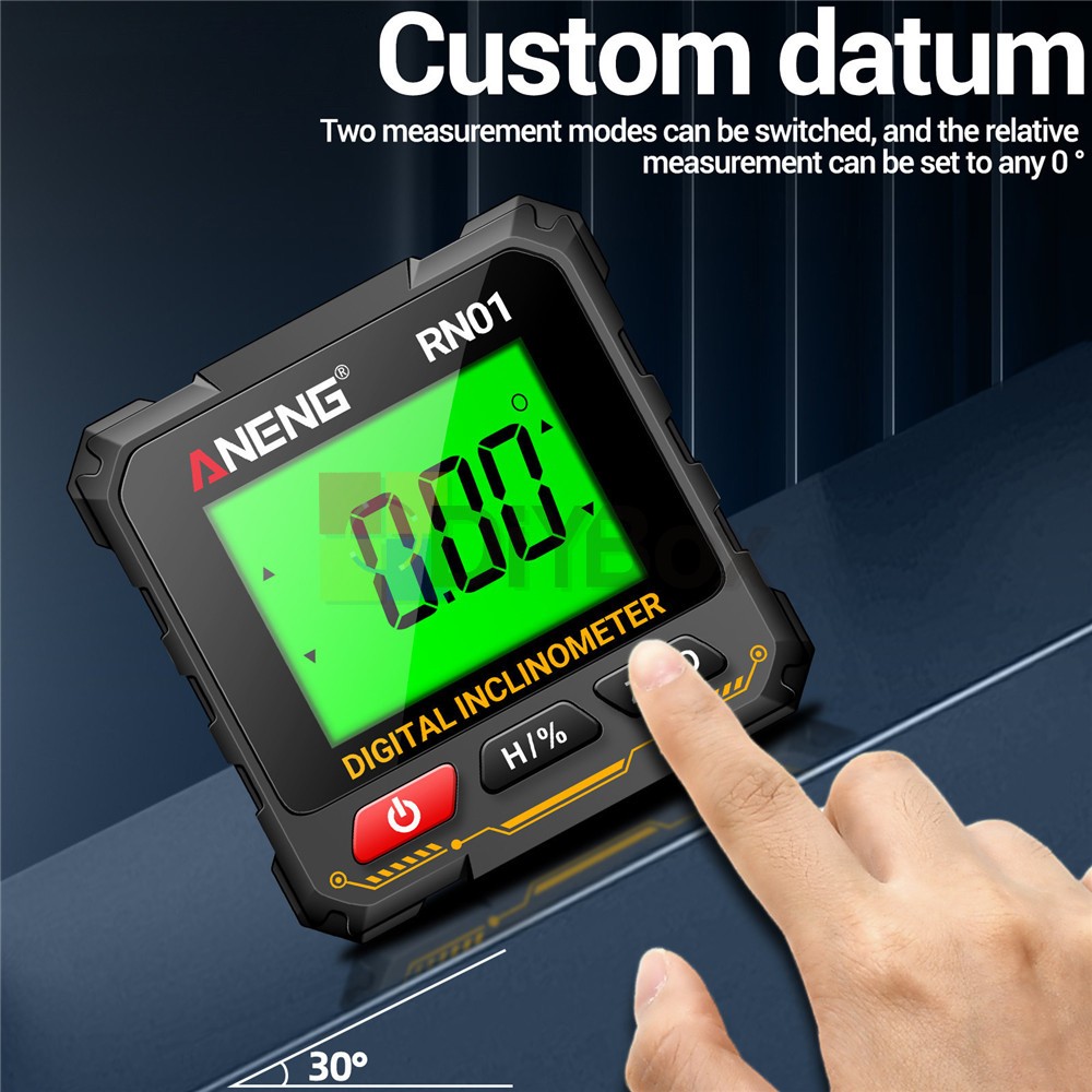 ANENG Digital Angle Finder Magnetic Protractor Level Box Inclinometer Tool 360°