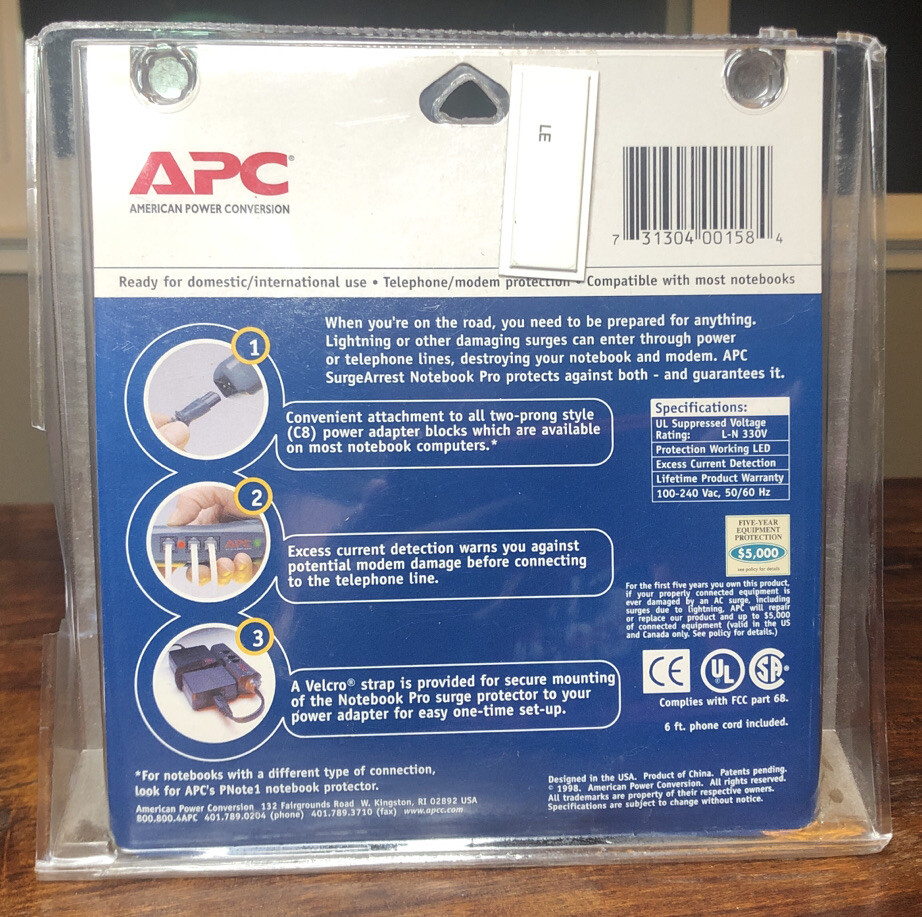APC Surge Arrest Notebook Surge Protector New in Package!
