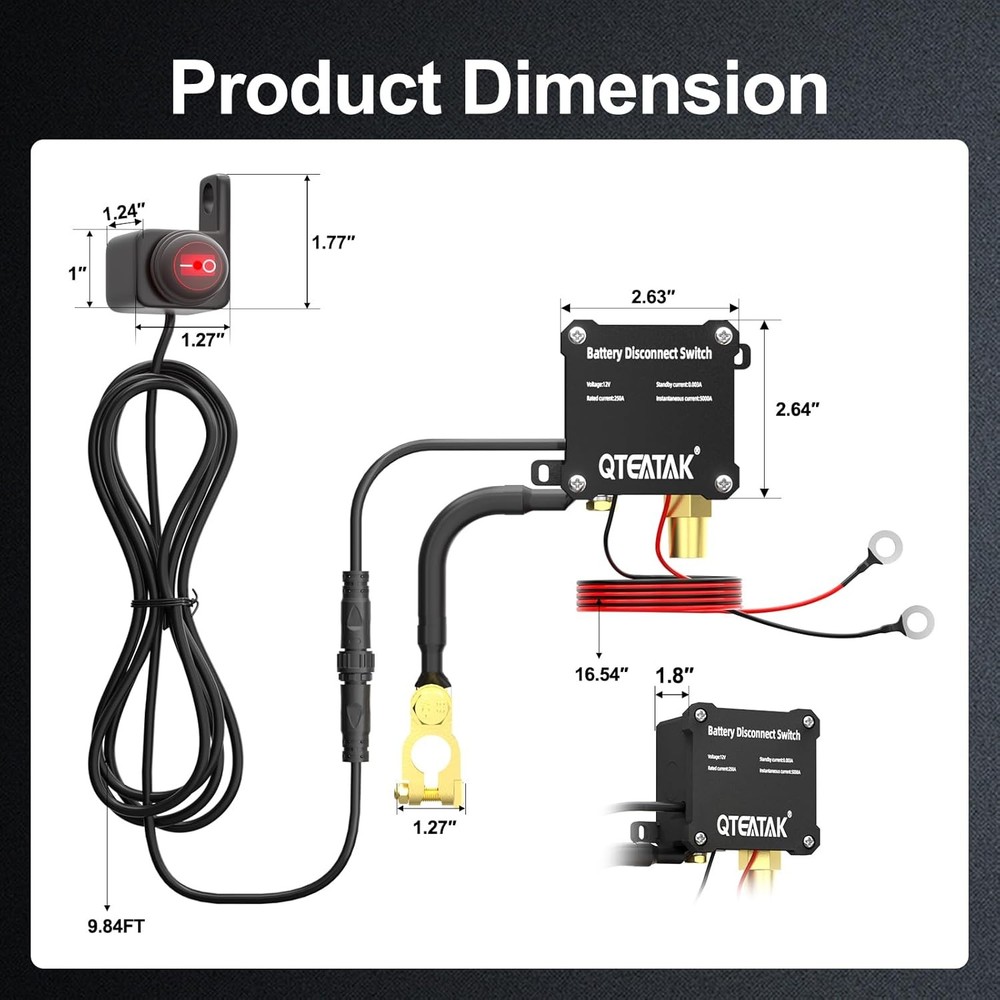 12V 250A Battery Disconnect Switch Kill Switch, Prevent Drain for...
