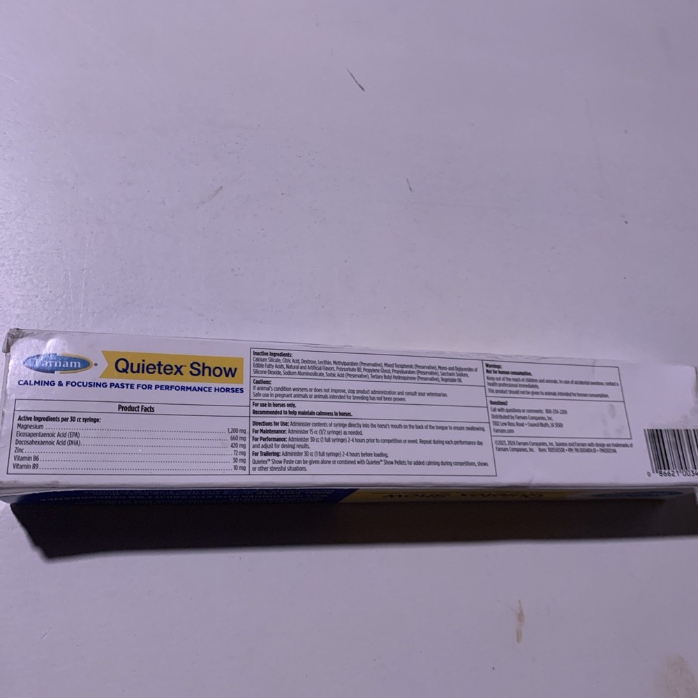 Farnam Quietex Show Calming & Focusing Paste for performance Horses