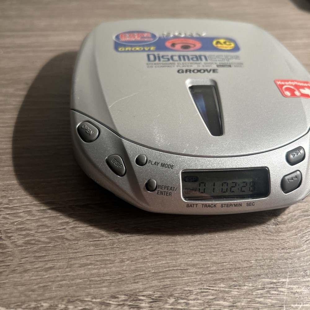 Sony D-E401 Silver Discman Stereo CD Player Walkman ESP2 Groove - Tested Working