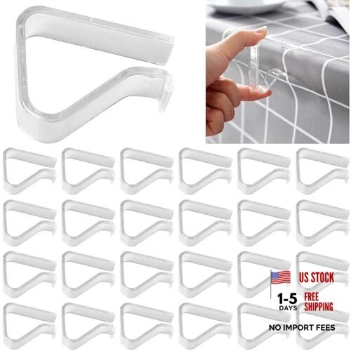 24 Pieces Transparent Clear Tablecloth Clips, Plastic Table Cloth Large