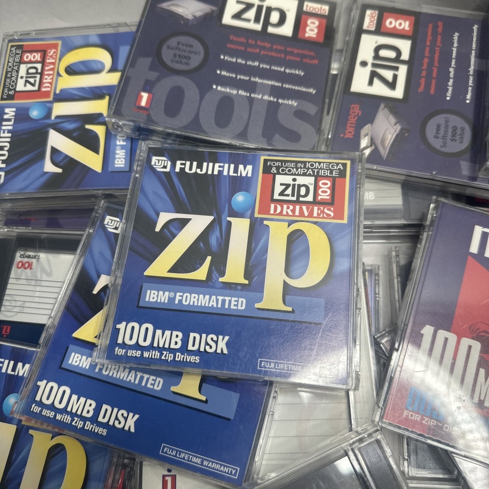 Iomega Zip 100 USB Drive Tested + 38 Disks + Parallel Drive Bundle w/ Cables