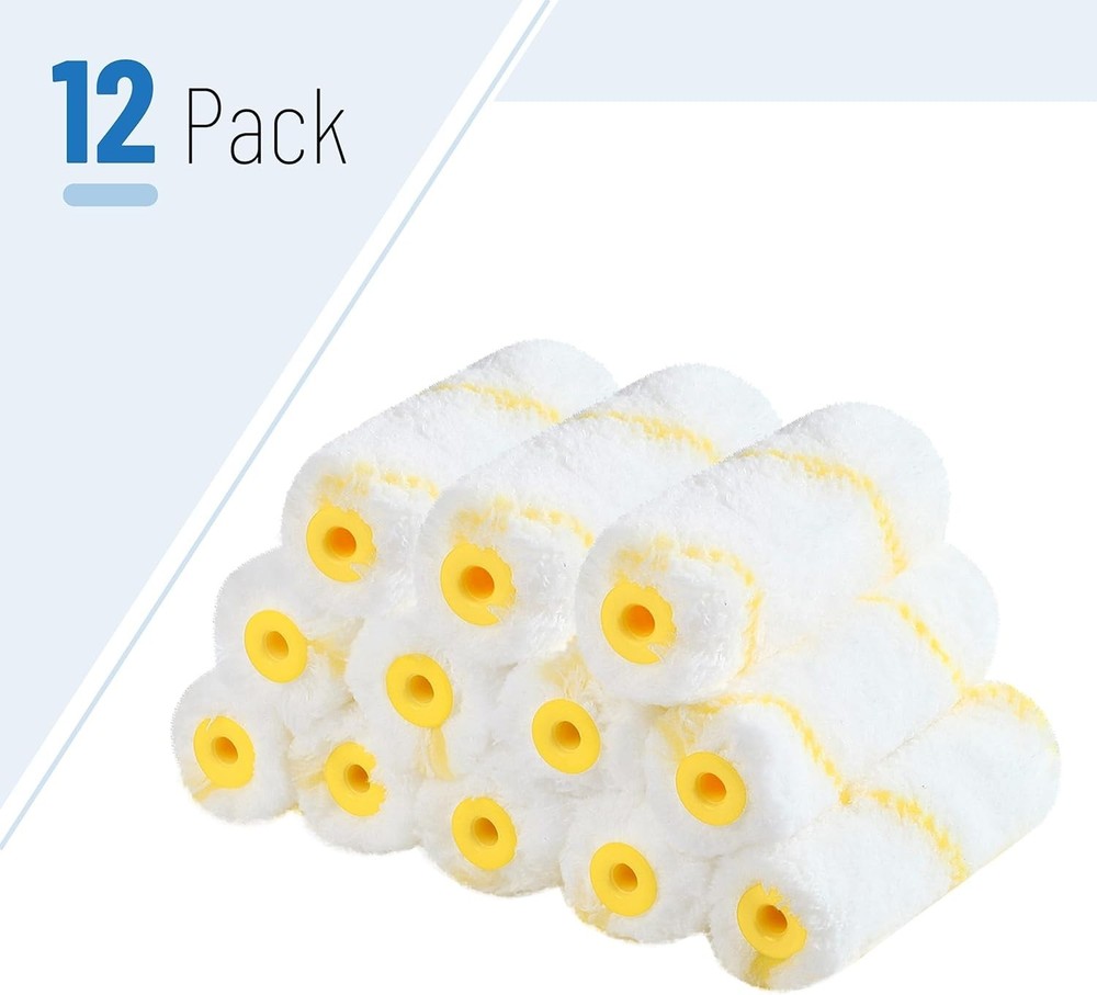 Durable 4-Inch Microfiber Paint Roller Covers - 12 Pack with Max Paint Release