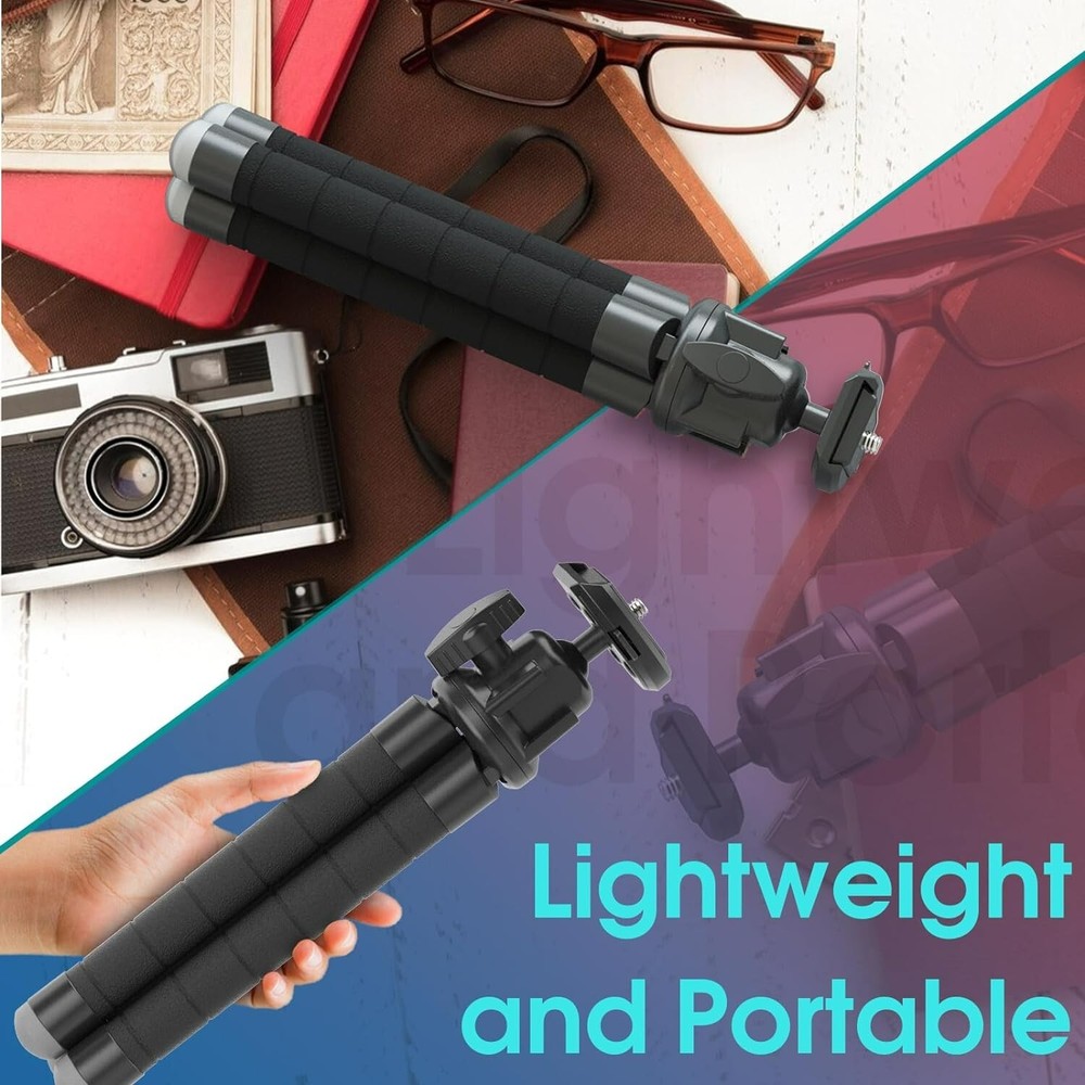 Flexible Tripod with Quick-Release Plate for Camera and Cellphone, Mini Tripod S