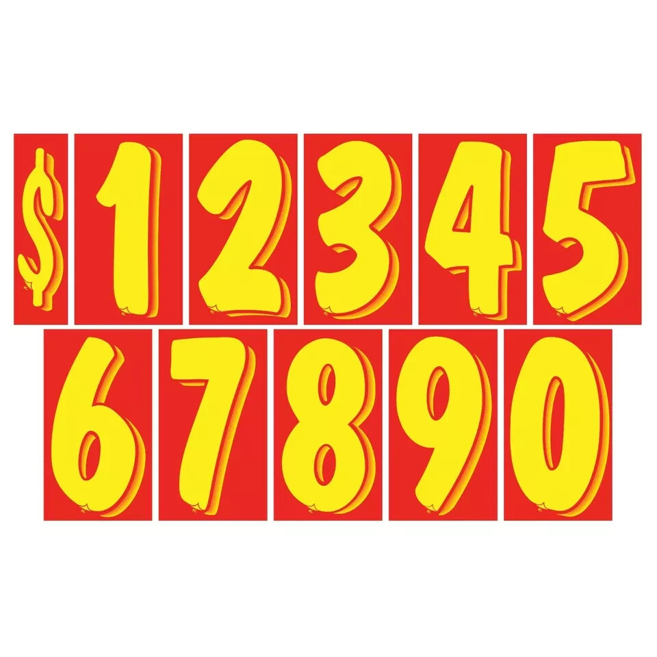 7 1/2 Inch Numbers Windshield Advertising Pricing Stickers Car Dealer You Pick