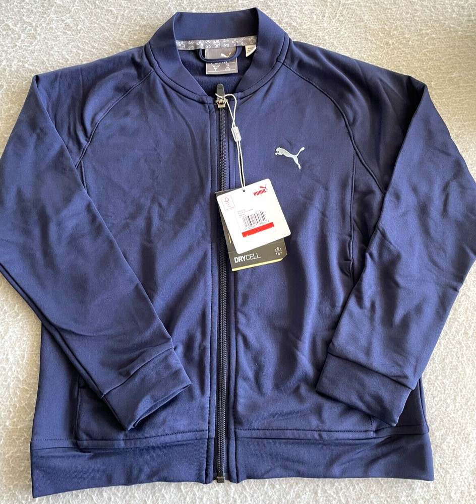 Puma Boys X-Small Full Zip Jacket Peacoat Blue Athletic Jacket Long Sleeve
