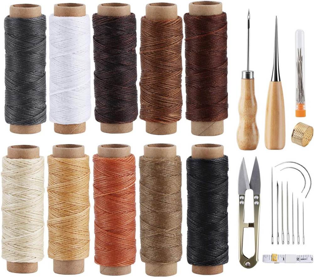 Leather Sewing Kit 31Pcs Waxed Thread Leather Stitching Kit with Sewing Awl Upho