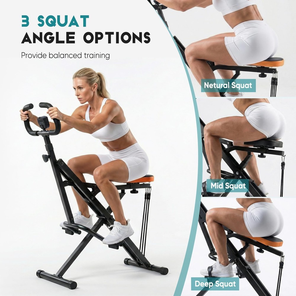 Home Deep Squat Machine,Foldable,Adjustable Resistance Glutes Trainer Exercise