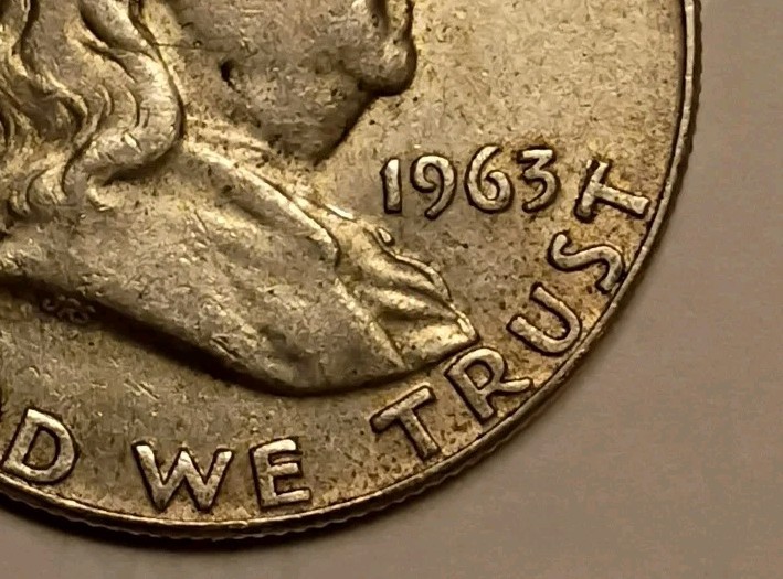 1963 Franklin Half Reverse/Front Align Error, 11.25g .9 Silver