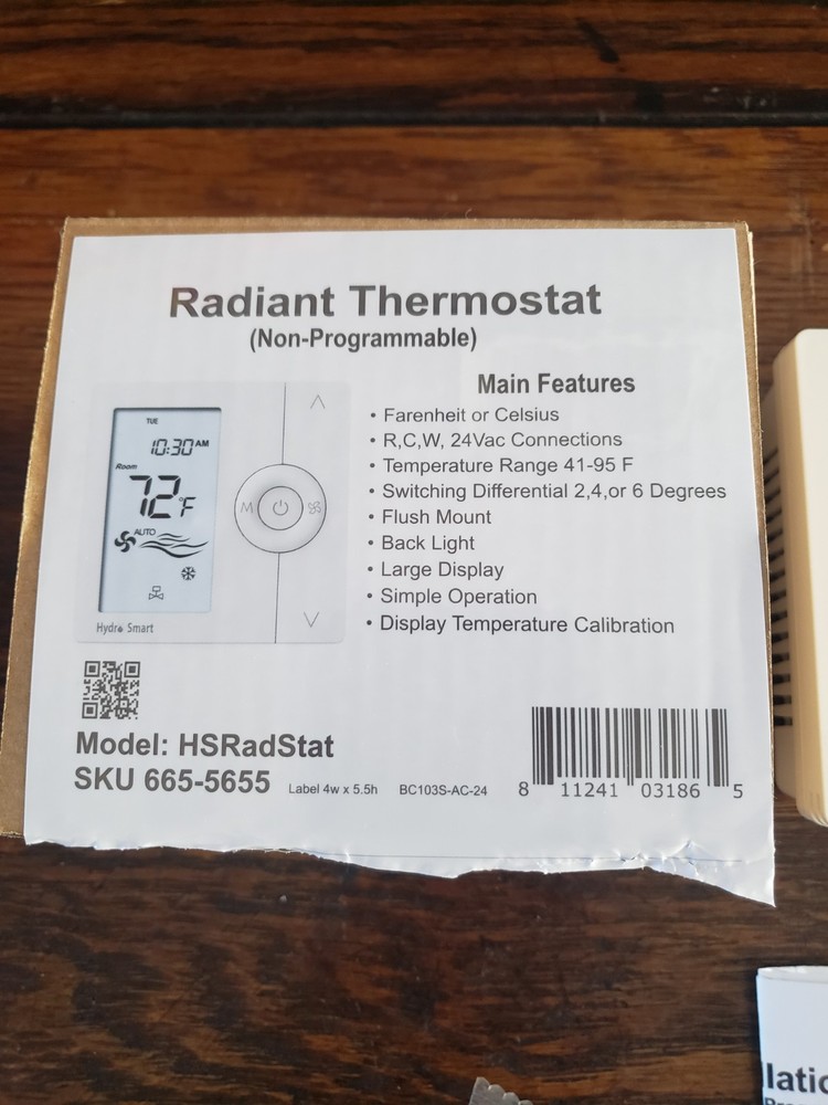 Hydro Smart Radiant Thermostat Non-programmable NEW - OPEN BOX