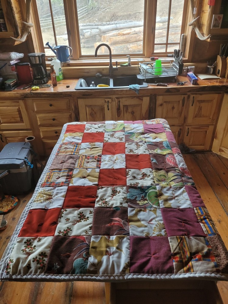 Handmade and Tied Lap Quilt 48"x60" assorted blocks
