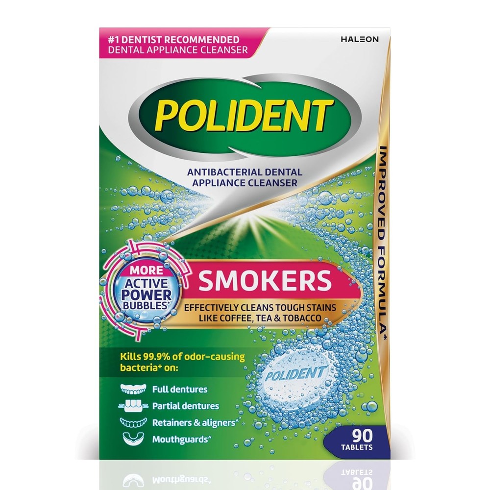 Smokers Antibacterial Denture & Retainer Cleaning Tablets – 90 Count