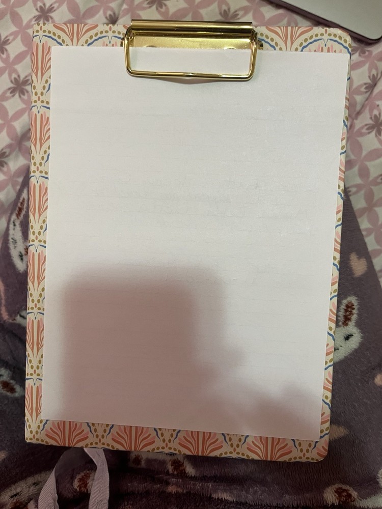 Gold Clipboard Notebook with Pastel Sticky Notes Pocket