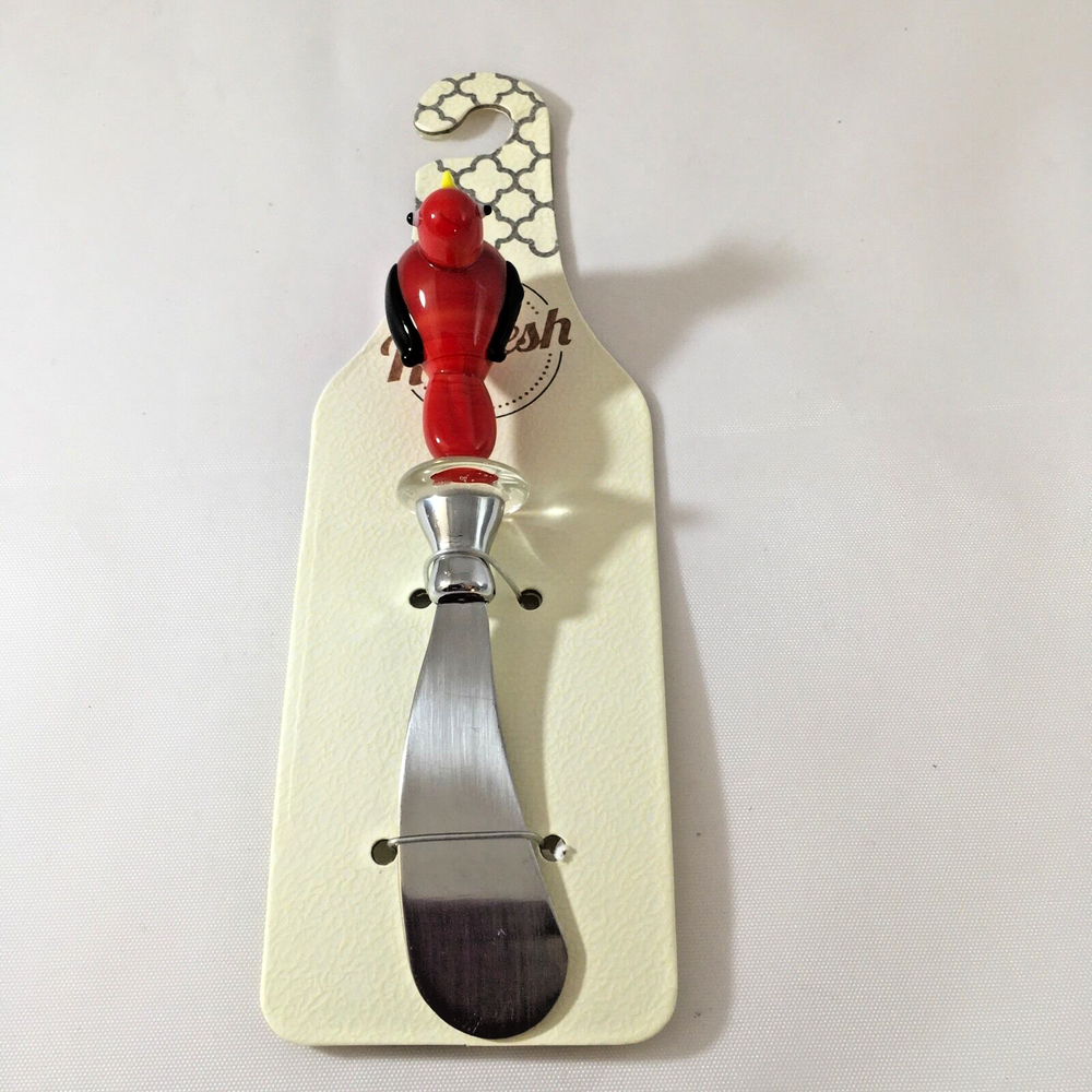Cardinal Red Bird Glass Stainless Spreader Cypress Home Refresh